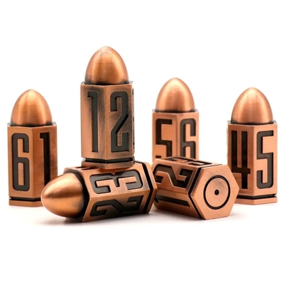 D6 Cuadro de dados de metal de bala 6 piezas 6 lados para Dnd Dungeons Rpg Warhammer Shadowrun Dice