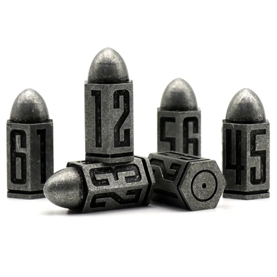D6 Cuadro de dados de metal de bala 6 piezas 6 lados para Dnd Dungeons Rpg Warhammer Shadowrun Dice