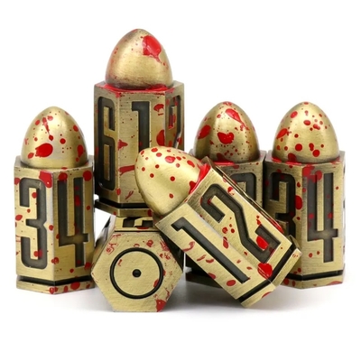 D6 Cuadro de dados de metal de bala 6 piezas 6 lados para Dnd Dungeons Rpg Warhammer Shadowrun Dice