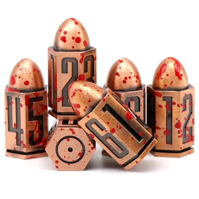 D6 Cuadro de dados de metal de bala 6 piezas 6 lados para Dnd Dungeons Rpg Warhammer Shadowrun Dice