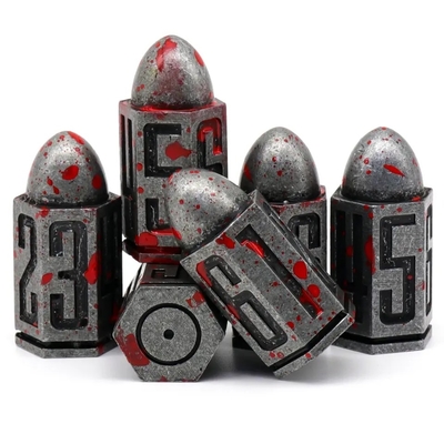 D6 Cuadro de dados de metal de bala 6 piezas 6 lados para Dnd Dungeons Rpg Warhammer Shadowrun Dice