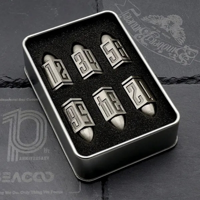D6 Cuadro de dados de metal de bala 6 piezas 6 lados para Dnd Dungeons Rpg Warhammer Shadowrun Dice