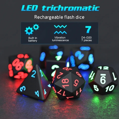 DND Junta de dados poliédricos Juego para adultos Truco mágico Pixeles Electrónico Brillo LED Dado