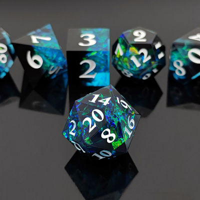 Dos colores personalizados DND RPG juego de dados D6 D20 7 Molde conjunto poliedro