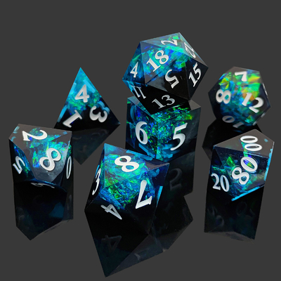Dos colores personalizados DND RPG juego de dados D6 D20 7 Molde conjunto poliedro