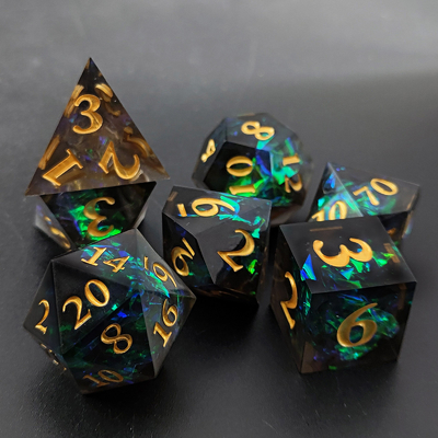 Dos colores personalizados DND RPG juego de dados D6 D20 7 Molde conjunto poliedro