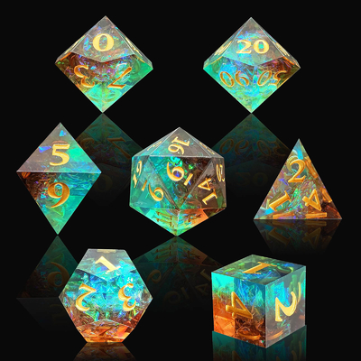 Conjunto de dados de resina afilada multicolor Dragón y mazmorra DND#RPG