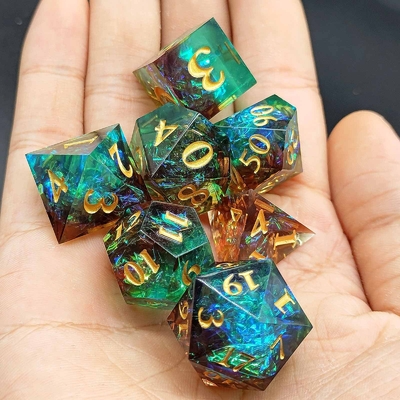 Conjunto de dados de resina afilada multicolor Dragón y mazmorra DND#RPG