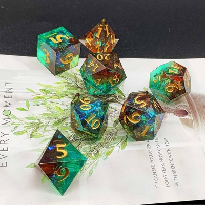 Conjunto de dados de resina afilada multicolor Dragón y mazmorra DND#RPG