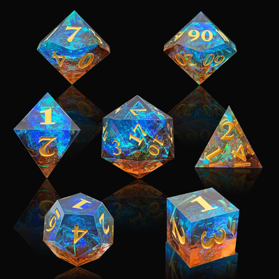 Conjunto de dados de resina afilada multicolor Dragón y mazmorra DND#RPG