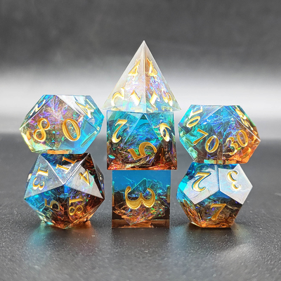 Conjunto de dados de resina afilada multicolor Dragón y mazmorra DND#RPG