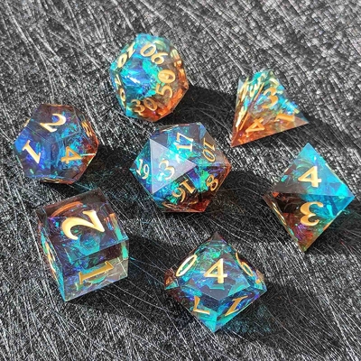 Conjunto de dados de resina afilada multicolor Dragón y mazmorra DND#RPG