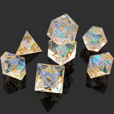 Conjunto de dados de resina afilada multicolor Dragón y mazmorra DND#RPG
