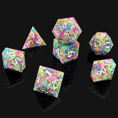 Rainbow Grain Resin Dice DND Juego de mesa COC Grupo de carreras TRPG Poliedro D20