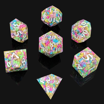 Rainbow Grain Resin Dice DND Juego de mesa COC Grupo de carreras TRPG Poliedro D20
