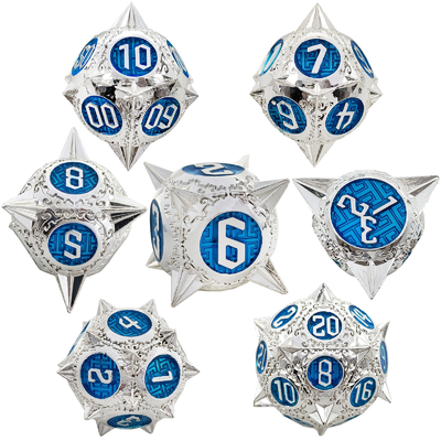 Un juego de dados de metal poliedro duradero Dragon And Dungeon 16mm Sparkle