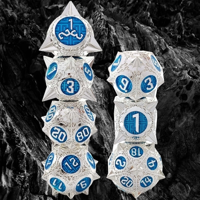 Un juego de dados de metal poliedro duradero Dragon And Dungeon 16mm Sparkle