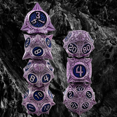 Un juego de dados de metal poliedro duradero Dragon And Dungeon 16mm Sparkle