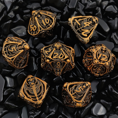 Cráneo de metal juego de dados hueco DND mazmorras y dragones RPG poliédrico Digital hueco