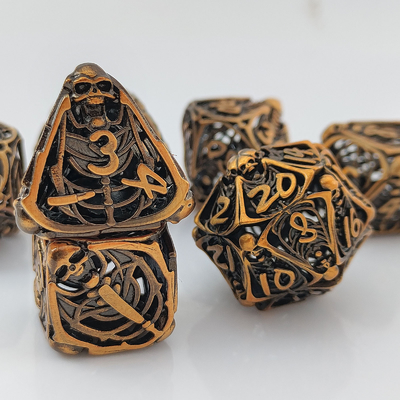 Cráneo de metal juego de dados hueco DND mazmorras y dragones RPG poliédrico Digital hueco