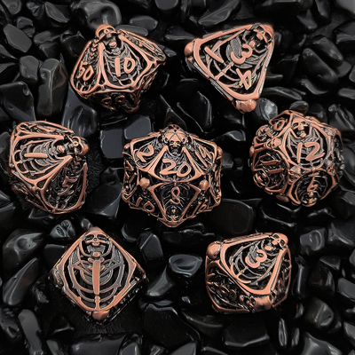 Cráneo de metal juego de dados hueco DND mazmorras y dragones RPG poliédrico Digital hueco