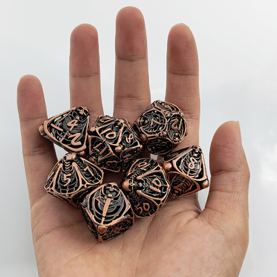 Cráneo de metal juego de dados hueco DND mazmorras y dragones RPG poliédrico Digital hueco