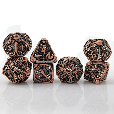 Cráneo de metal juego de dados hueco DND mazmorras y dragones RPG poliédrico Digital hueco