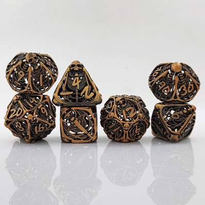 Cráneo de metal juego de dados hueco DND mazmorras y dragones RPG poliédrico Digital hueco