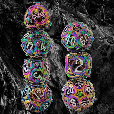 Longkong Circle Metal Dice Set DND Dungeon and Multi-Noodle Juego de ajedrez de rol