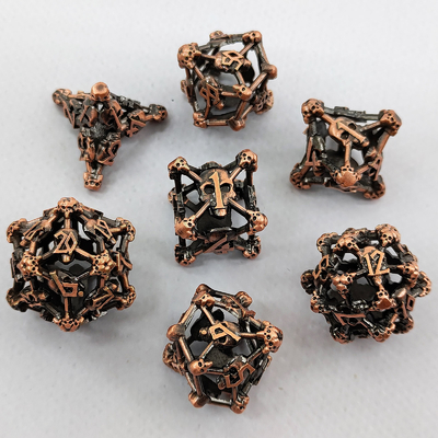 Cráneo hueco Multiface Metal Dice Set Dungeon y Dragón RPG # DND