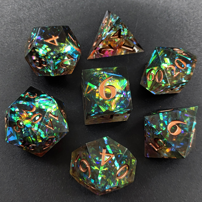 Bandas de color con múltiples facetas Puerta de dados de resina mazmorra y dragón DND#COC
