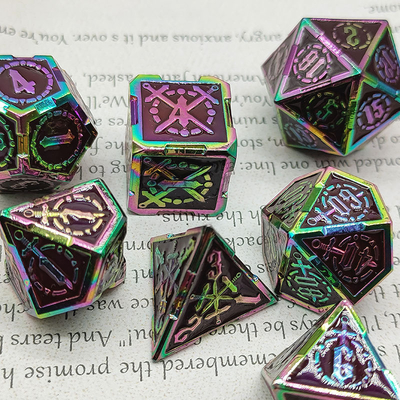 Espada Metal RPG dados mano pulida Cruzu mazmorra y largo DND #