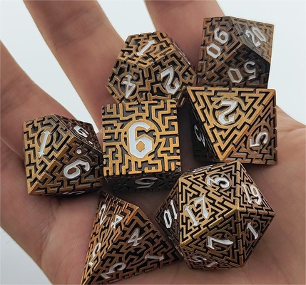 Laberinto sólido de dados de metal multifacético DND#RPG mazmorra y crusu largo