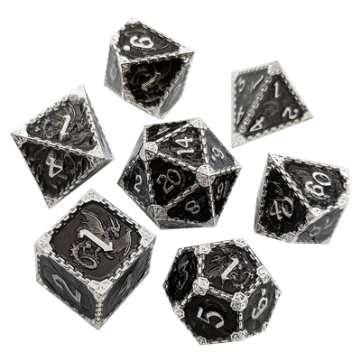 RPG de metal de múltiples facetas Dados Dragón volador Sólido Dragón liso DND