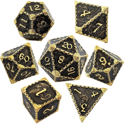 RPG de metal de múltiples facetas Dados Dragón volador Sólido Dragón liso DND