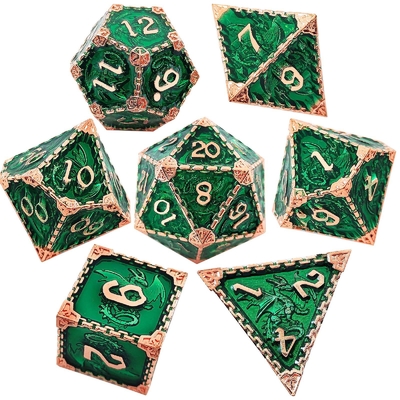 RPG de metal de múltiples facetas Dados Dragón volador Sólido Dragón liso DND