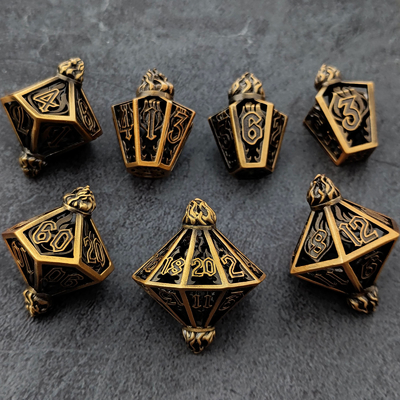 Jaula de pájaros hueco multi-cara dados de metal de Bade Gate mazmorra y DND # RPG