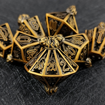Jaula de pájaros hueco multi-cara dados de metal de Bade Gate mazmorra y DND # RPG