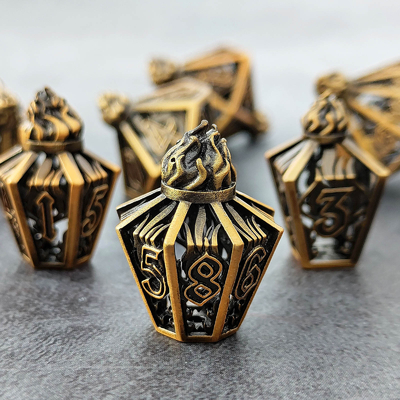 Jaula de pájaros hueco multi-cara dados de metal de Bade Gate mazmorra y DND # RPG