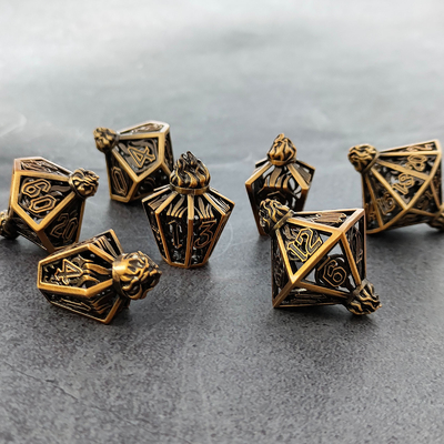 Jaula de pájaros hueco multi-cara dados de metal de Bade Gate mazmorra y DND # RPG