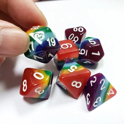 7 capas Arco iris hecha a mano Resina Dado Crusson Y mazmorra DND#RPG