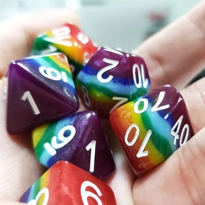7 capas Arco iris hecha a mano Resina Dado Crusson Y mazmorra DND#RPG