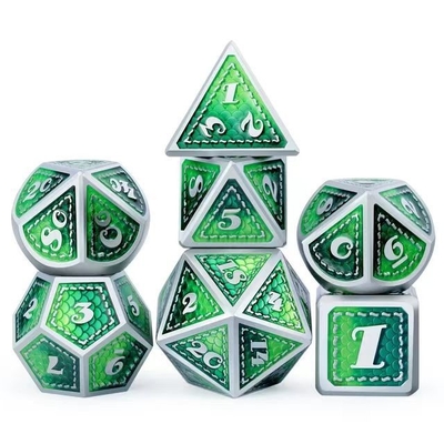 Dragon Scale Solid Metal Dice Set Multicolor DND RPG colores brillantes