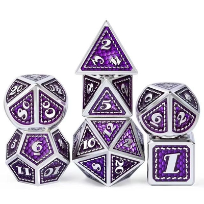 Dragon Scale Solid Metal Dice Set Multicolor DND RPG colores brillantes