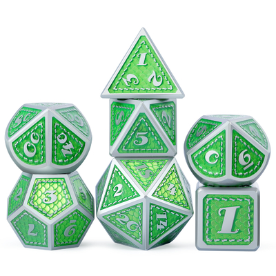 Dragon Scale Solid Metal Dice Set Multicolor DND RPG colores brillantes