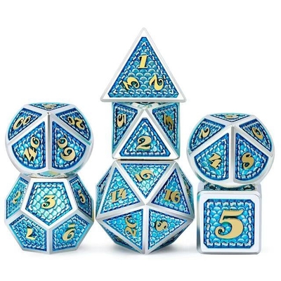 Dragon Scale Solid Metal Dice Set Multicolor DND RPG colores brillantes