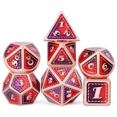 Dragon Scale Solid Metal Dice Set Multicolor DND RPG colores brillantes