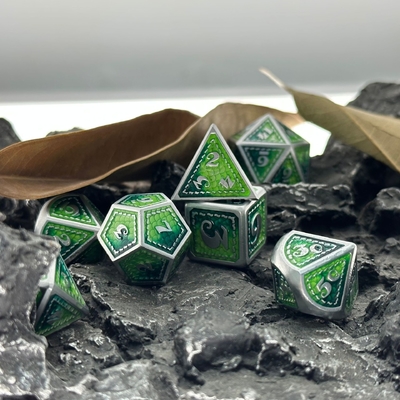 Dragon Scale Solid Metal Dice Set Multicolor DND RPG colores brillantes