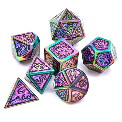 Juego de mesa de dados de metal sólido de polvo dorado brillante Dragon And Dungeon DND RPG