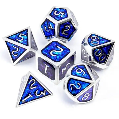 Juego de mesa de dados de metal sólido de polvo dorado brillante Dragon And Dungeon DND RPG